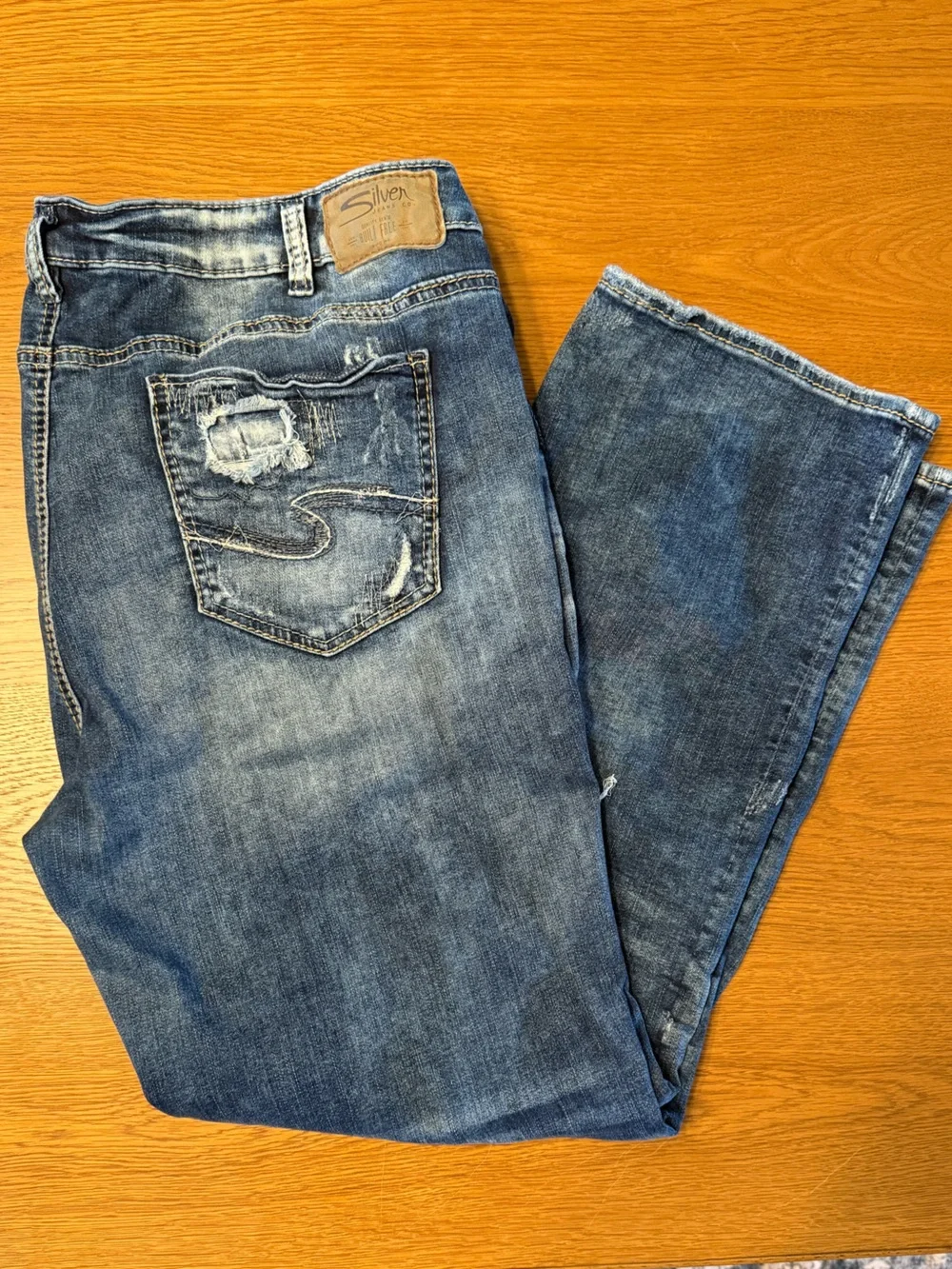 Silver Jeans Women's Distressed Blue Straight Jeans